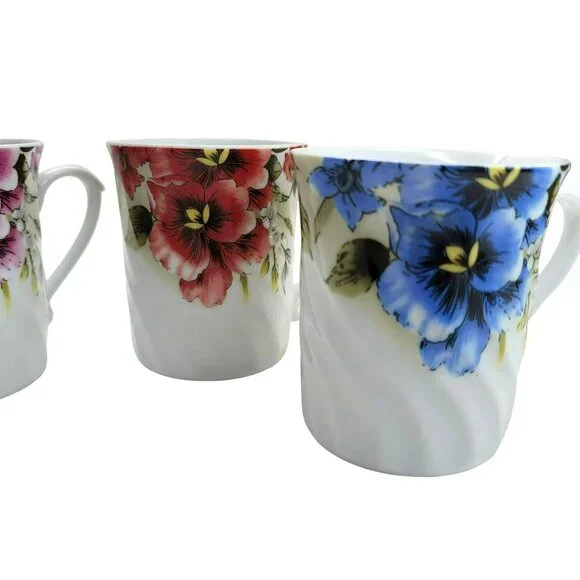 Sorelle Floral Coffee Mug Tea Cup Set Floral Fine Porcelain China Pretty! PD001 - Picture 4 of 10